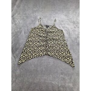 HM Floral Handkerchief Hem Camisole Top Black Yellow Sleeveless Size US 2